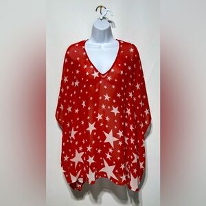 Show Me Your MUMU Cover Up‎ Red With White Stars Size Small